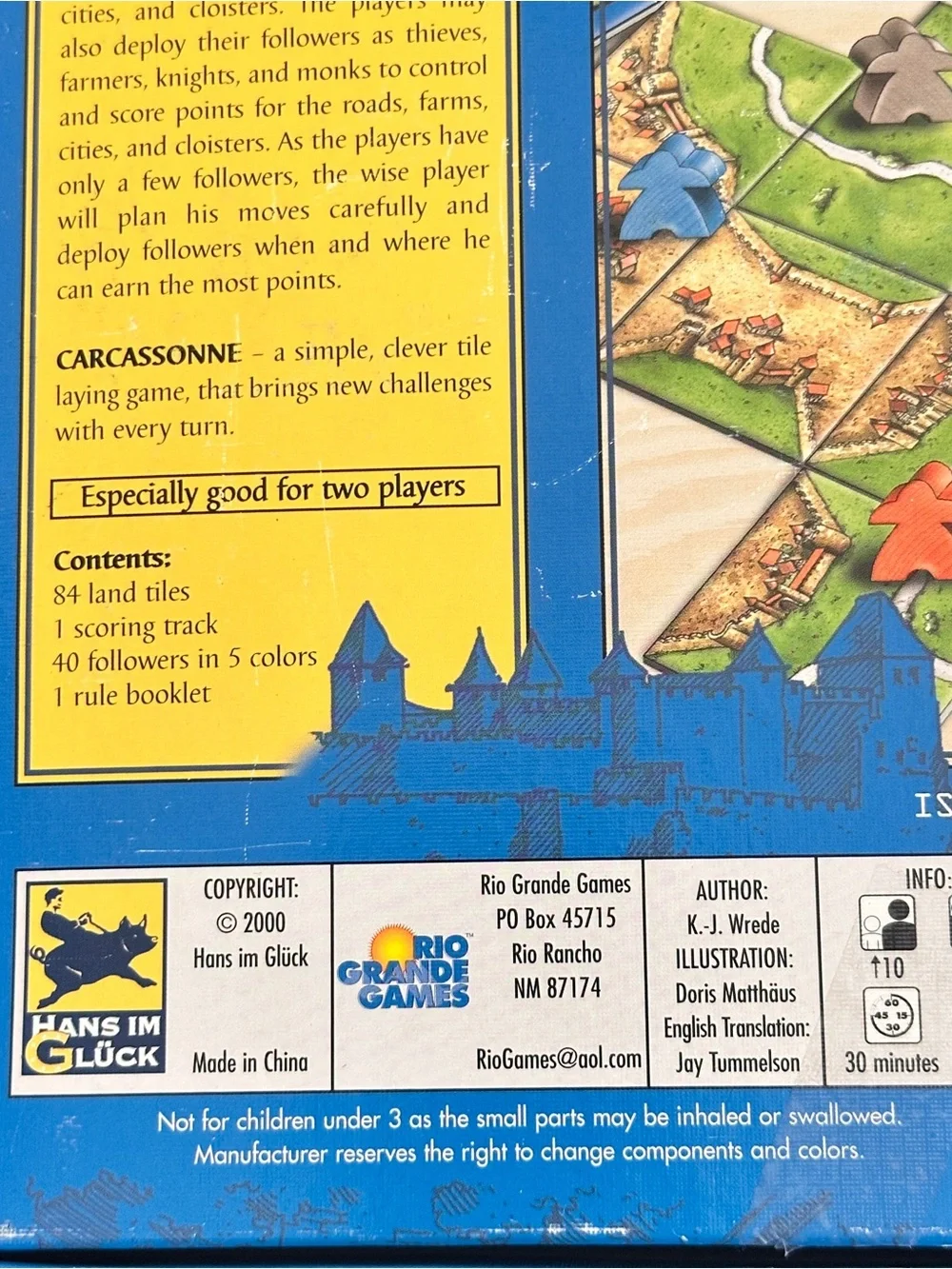 Carcassonne Board Game Rio Grande Games 2000 Includes River Expansion COMPLETE